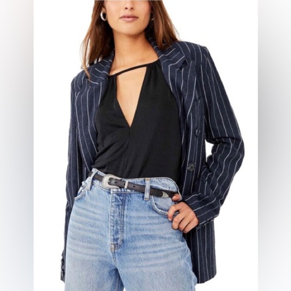 Free people black Kaya Keyhole Bodysuit long sleeve
